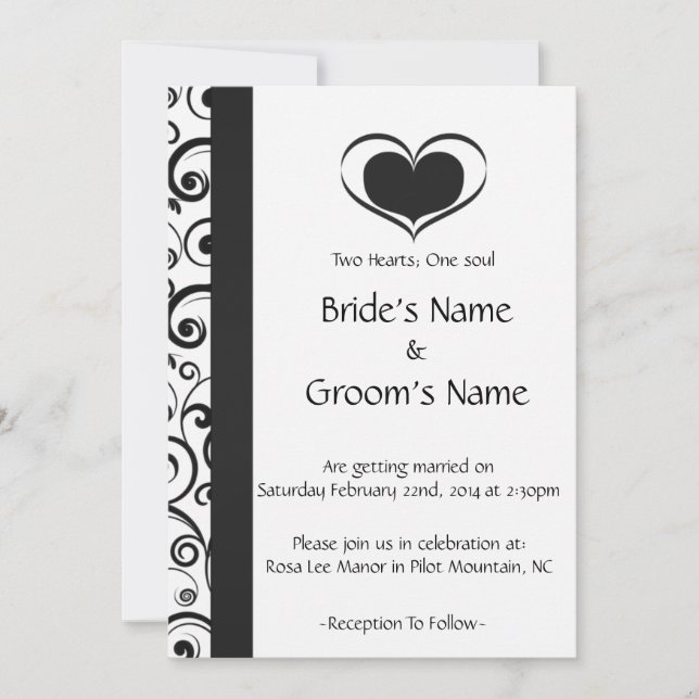 Invitation Mariage floral de deux coeurs (Devant)