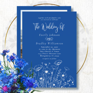 Invitation Mariage Floral de Fleur Sauvage Blanche Simple Ble