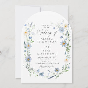 Invitation Mariage Floral de Fleur Sauvage de Sauge Bleu Pous