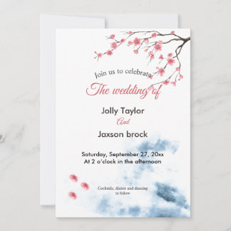 Invitation Mariage floral de fleurs de cerisier d'aquarelle 