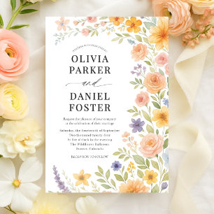 Invitation Mariage Floral de Fleurs Sauvages Pastel Printanie