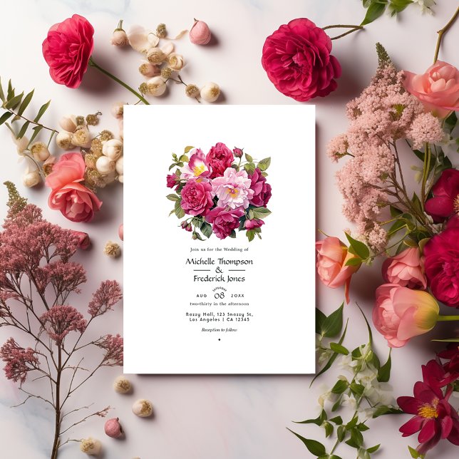 Invitation Mariage floral de framboise (Créateur téléchargé)