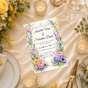Invitation Mariage Floral de Jardin Pastel Fantaisiste