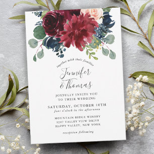 Invitation Mariage floral de la Bourgogne et marine