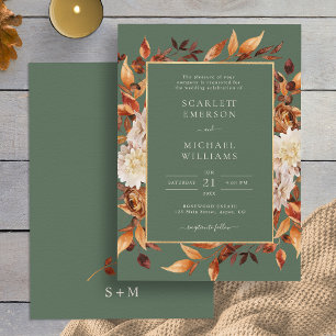 Invitation Mariage floral de la chute verte