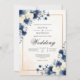 Invitation Mariage floral de la marine