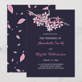 Invitation Mariage floral de la marine rose cerisier