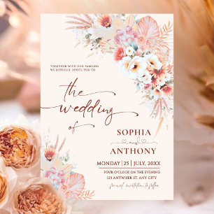 Invitation Mariage floral de la Pêche à la broche