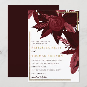 Invitation mariage floral de l'aquarelle de Bourgogne