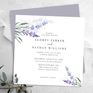 Invitation Mariage floral de lavande à l'aquarelle romantique