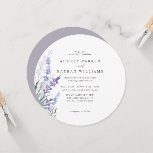 Invitation Mariage floral de lavande à l'aquarelle romantique