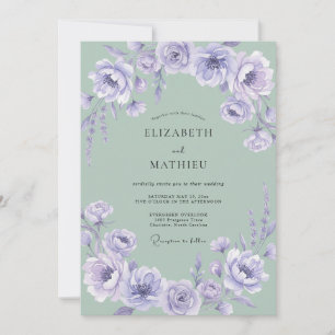 Invitation Mariage Floral de Lavande en Forêt