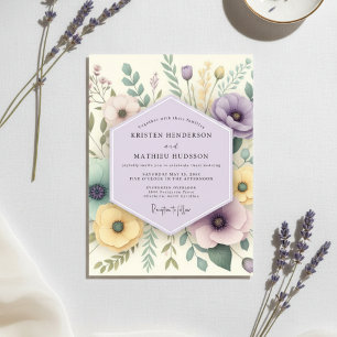 Invitation Mariage Floral de Lavande en Forêt