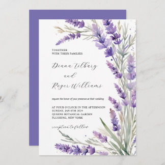 Invitation Mariage floral de lavande rustique