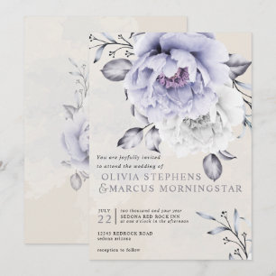 Invitation Mariage   Floral de Lilac rustique et d'Albâtre