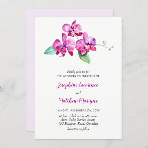 Invitation Mariage floral de l'orchidée d'aquarelle violette