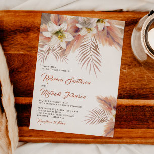 Invitation Mariage Floral de Lys Blanc Pampas Terres