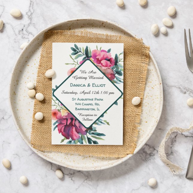 Invitation Mariage floral de Mauve et de Bourgogne (Créateur téléchargé)