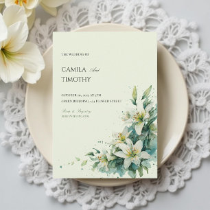 Invitation Mariage Floral de Muguet Vert Sauge