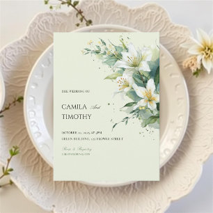 Invitation Mariage Floral de Muguet Vert Sauge