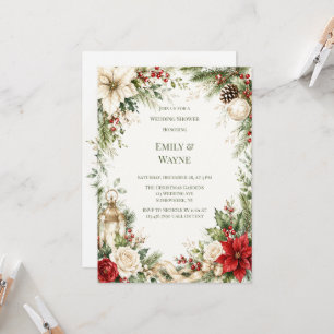 Invitation Mariage Floral de Noël Élégant