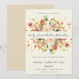 INVITATION MARIAGE FLORAL DE PEACH PEACH ROSE