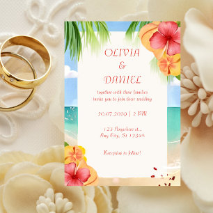 Invitation Mariage Floral de Plage d'Ile Tropicale