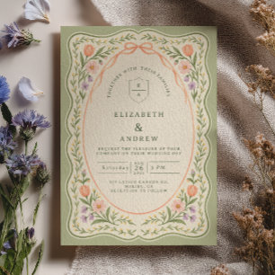 Invitation Mariage Floral de Printemps à Bordure Crantée