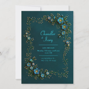 Invitation Mariage Floral de Saphire et de Teal