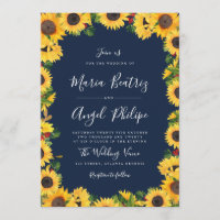 Mariage floral de tournesol bleu marine