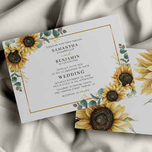 Invitation Mariage floral de tournesol et de verdure d'eucaly