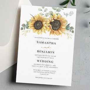 Invitation Mariage floral de tournesol Eucalyptus