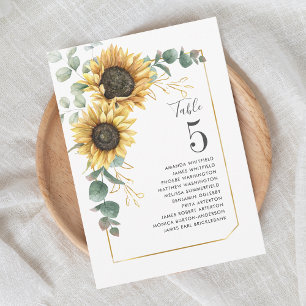 Invitation Mariage floral de tournesol Eucalyptus Tableau Num