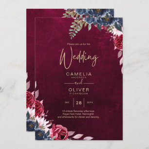 Invitation Mariage floral de vin Berry