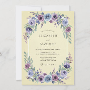 Invitation Mariage Floral de Wisteria Bleu Poussiéreux