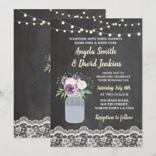 Invitation Mariage floral Dentelle florale Jar Lights Invitat