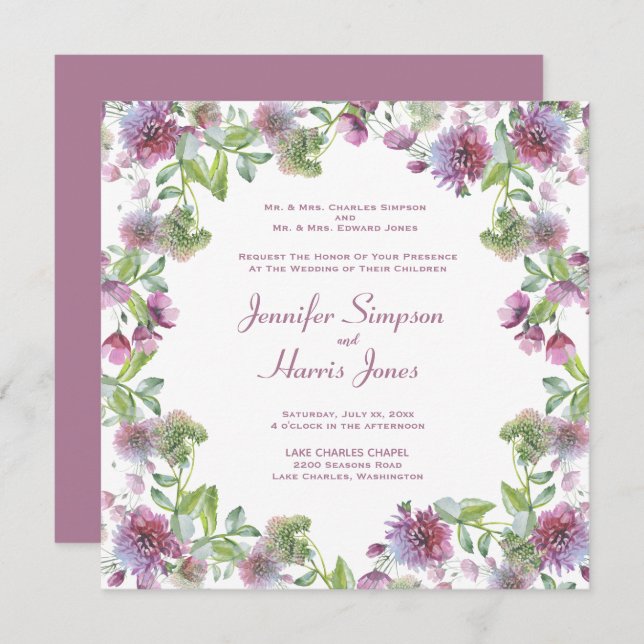 Invitation Mariage floral d'été doux (Devant / Derrière)