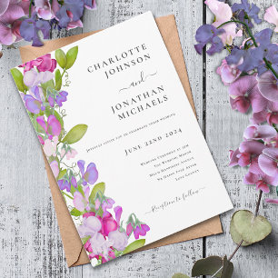 Invitation Mariage floral d'été rose élégant moderne