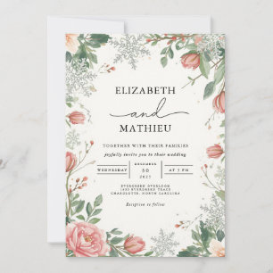 Invitation Mariage floral d'hiver de baies congelées