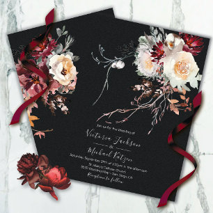 Invitation Mariage floral d'hiver foncé et humide