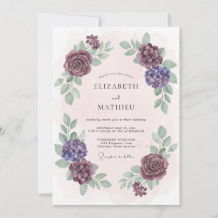 Invitation Mariage Floral Divine Bourgogne