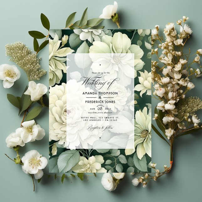 Invitation Mariage floral d'ivoire (Créateur téléchargé)