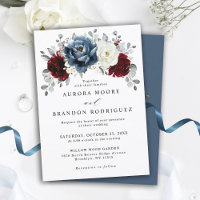 Mariage floral d'ivoire blanc bleu ardoise
