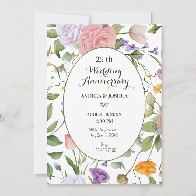 Invitation Mariage floral doux (Devant)