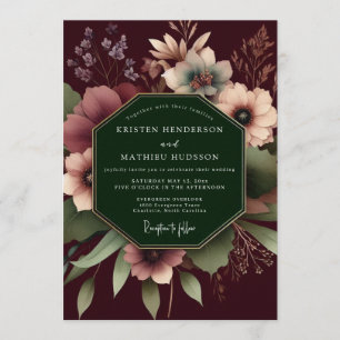 Invitation Mariage Floral Dramatique de Bourgogne