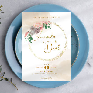 Invitation Mariage floral du cercle or moderne
