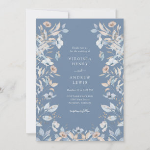 Invitation Mariage floral Dusty Blue Boho