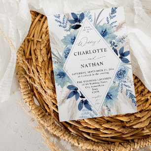 Invitation Mariage floral Dusty Blue Boho