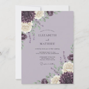Invitation Mariage Floral Éblouissant Lavande