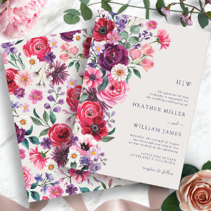 Invitation Mariage Floral Éclatant et Audacieux